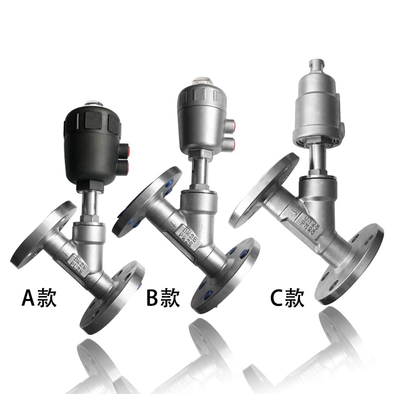 304不锈钢法兰气动角座阀蒸汽耐高温法兰角座阀气动阀门Y型切断阀 - 图2