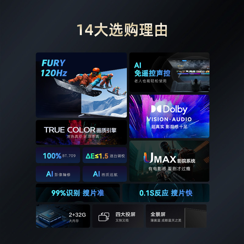 长虹新品国色d6 55英寸120hz投屏 长虹集团平板电视