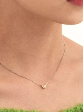 黄水晶爱心项链韩国noonoofingers11月友谊祝福生日礼物钛钢颈链