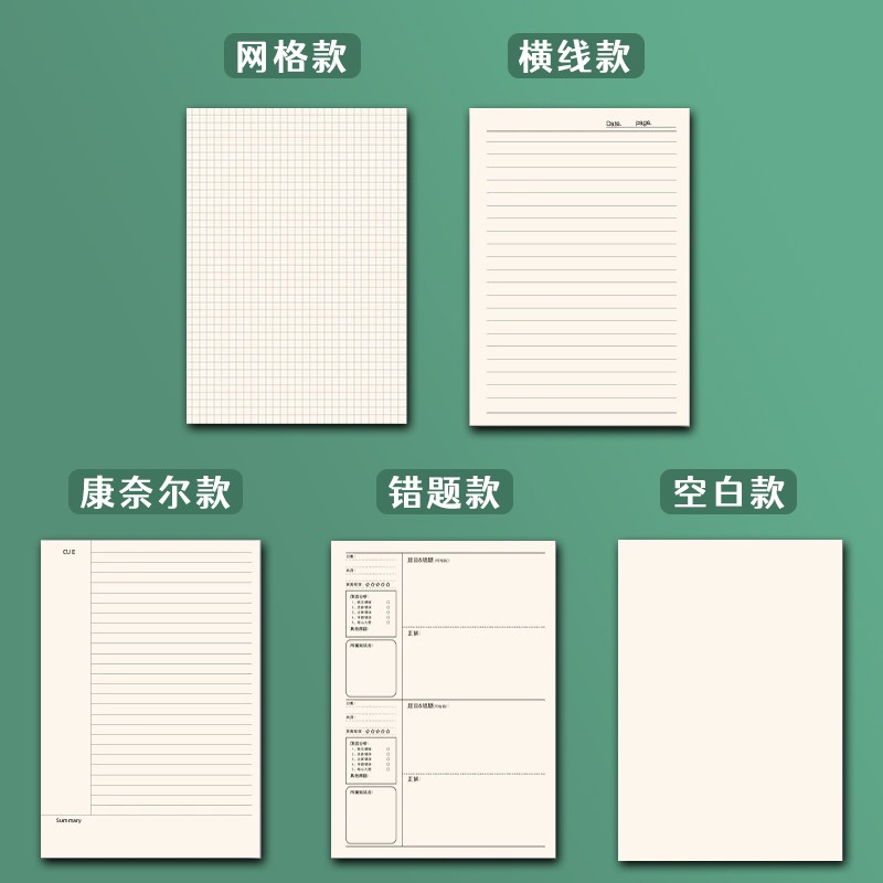 线圈本B5笔记本本子A4横线加厚大学生考研错题本日记本网格高中生专用摘抄本加厚记事本简约透明活页本 - 图1