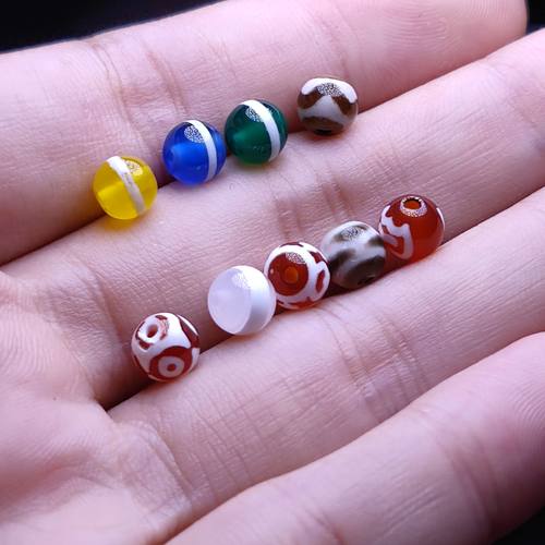 藏式迷你6毫米红玛瑙三眼保瓶红肉圆珠手链配饰配件小圆珠 - 图1