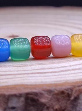 手工古法雪巴琉璃彩色渐变老型6.5毫米