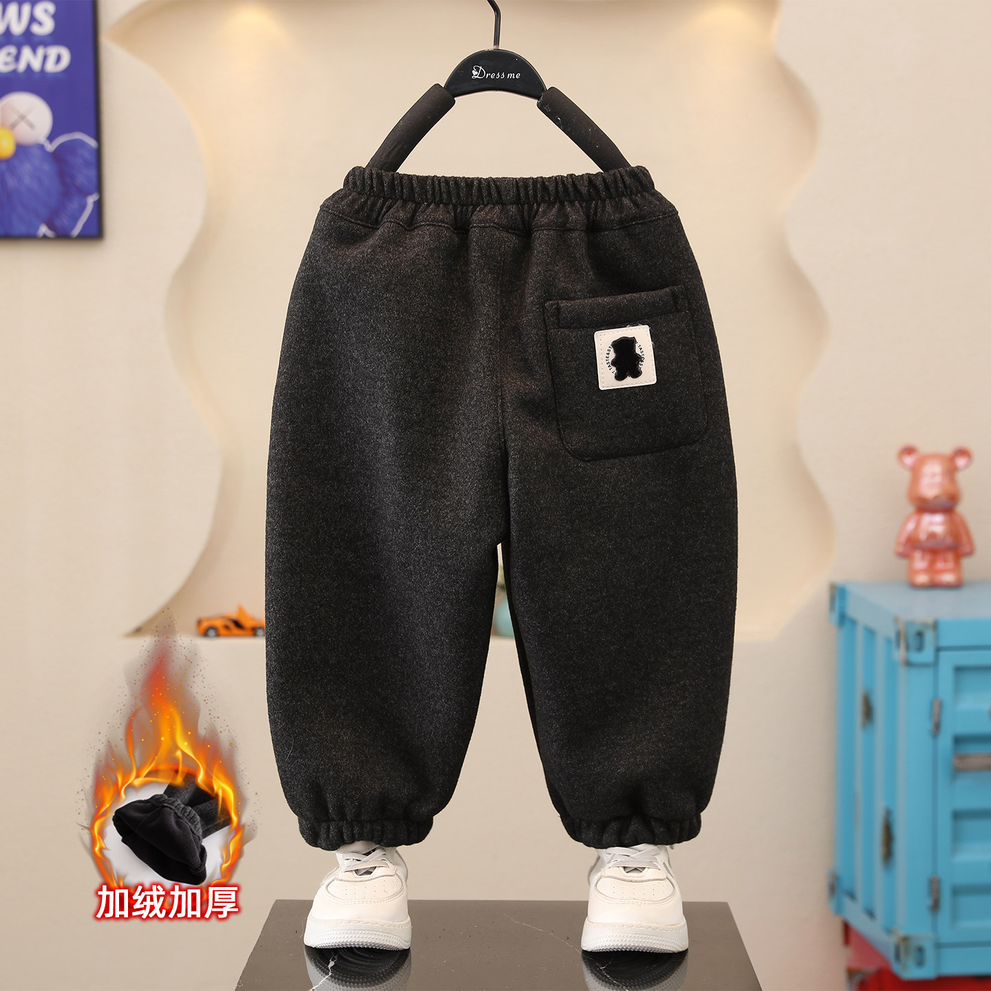 男童加绒裤子秋冬儿童韩版加厚一体绒灯笼裤2025新款男孩卫裤冬装,淘宝优惠券,粉丝福利购,淘宝优惠卷
