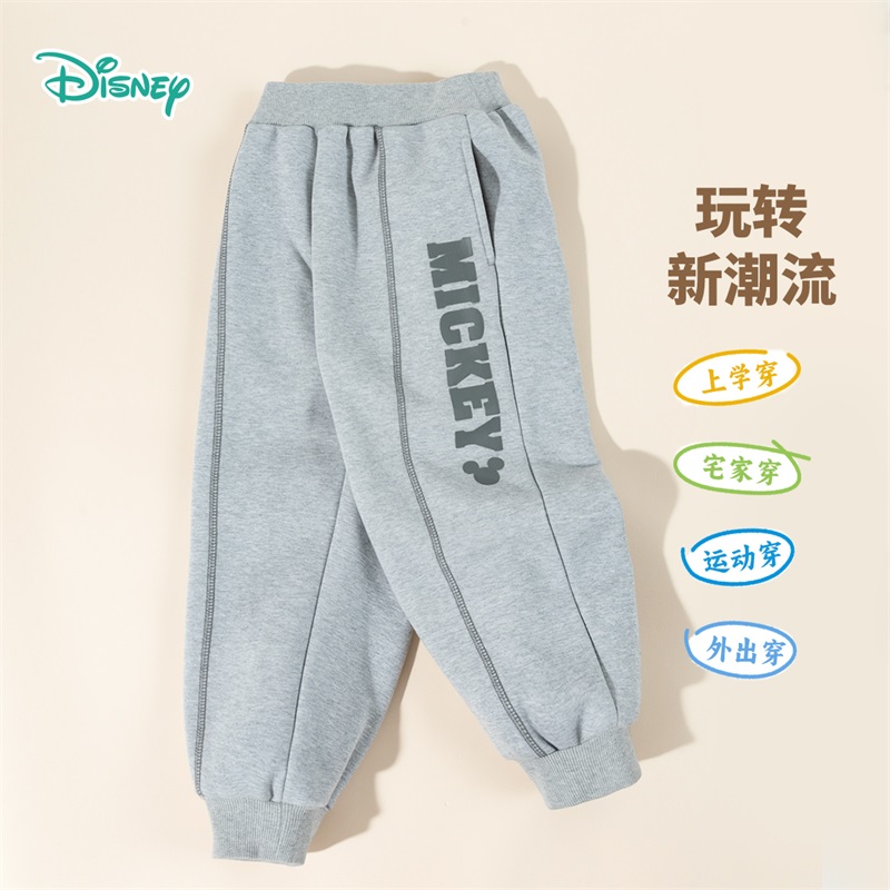 正品迪士尼童装男童加绒运动裤2025秋冬装中小童宝宝厚裤子一体绒 - 图2