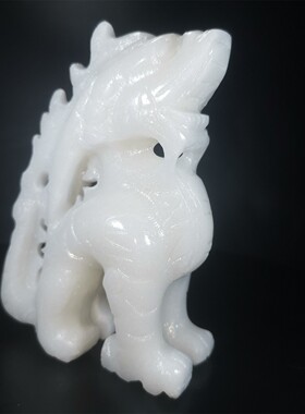 中式天然汉白玉石雕望天吼茶宠吉祥瑞兽朝天吼貔貅家居桌面小摆件