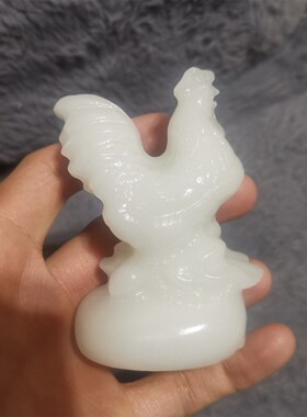 高端汉白玉大吉大利鸡摆件吉祥物