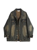 Good looking big code American retro denim jacket Womens new 2023 Fall Fat mm Loose Jacket Jacket