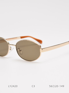 LY2420老钱风尼龙镜片太阳镜男女金属复古潮网红椭圆墨镜防紫外线