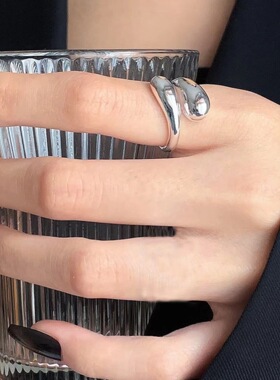 Metal droplet ring金属感时尚天然个性戒指男女几何饰品水滴爆款
