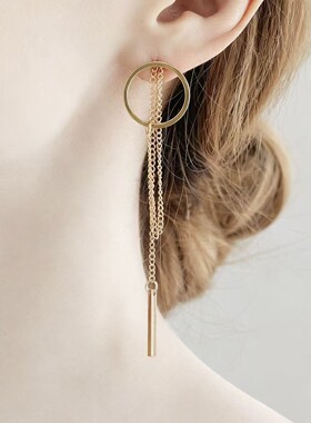 Chain tassel earrings链条流苏耳钉女百搭长款耳线小众