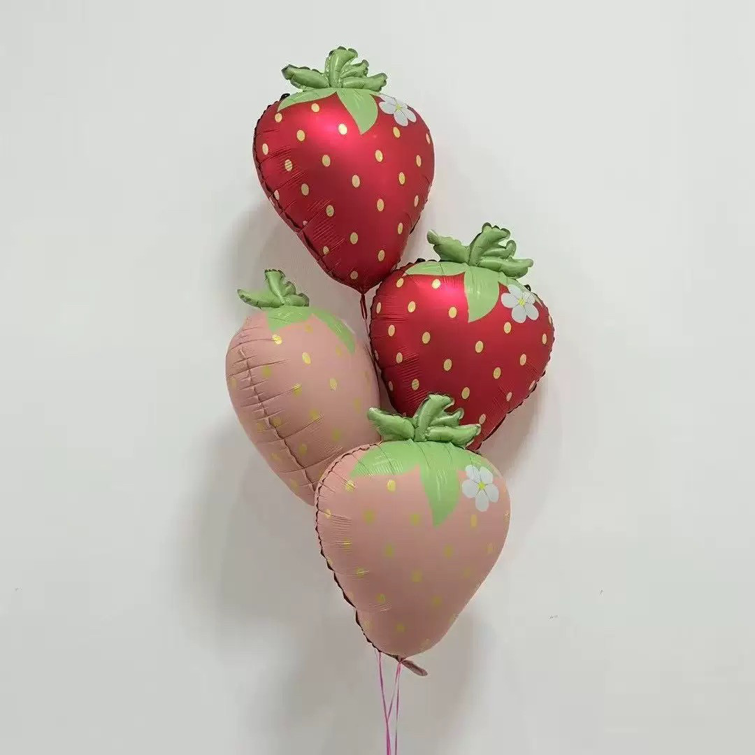 ins风哑光草莓气球 网红磨砂粉色红色草莓铝膜气球生日派对装饰,淘宝优惠券,粉丝福利购,淘宝优惠卷