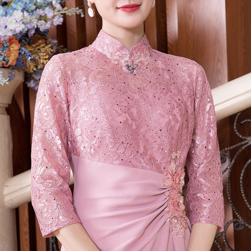 多丽琦新款轻奢改良旗袍裙优雅宴会主持礼服高级感时尚气质连衣裙 - 图2