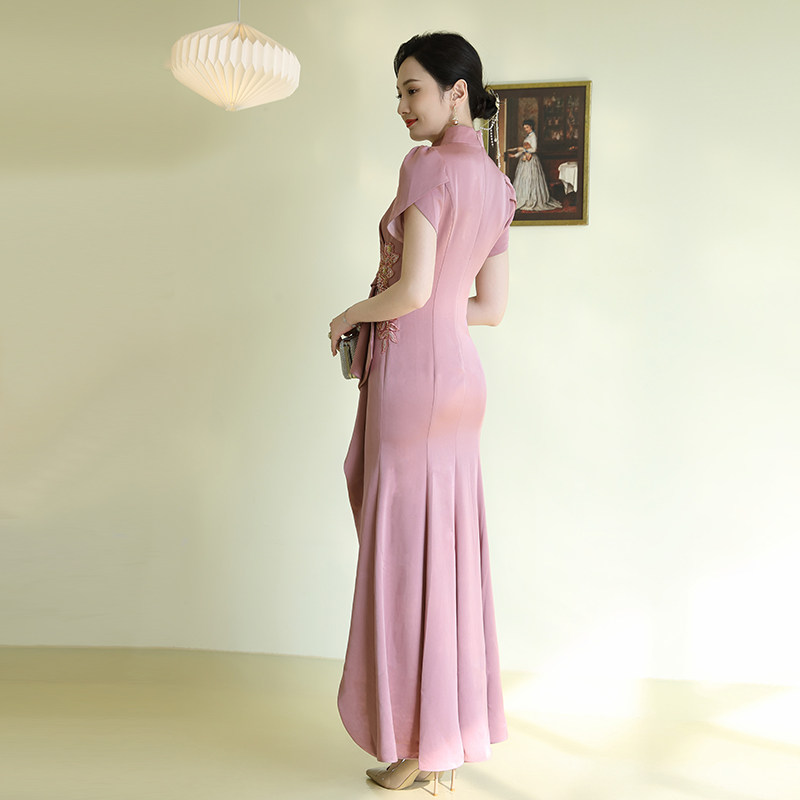 多丽琦2025年新款旗袍新中式妈妈婚宴旗袍改良版轻奢优雅连衣裙女 - 图1