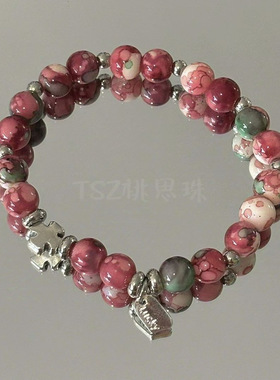 中式清冷爆珠彩珠串珠水晶手链小说同款小众情侣手串闺蜜礼物