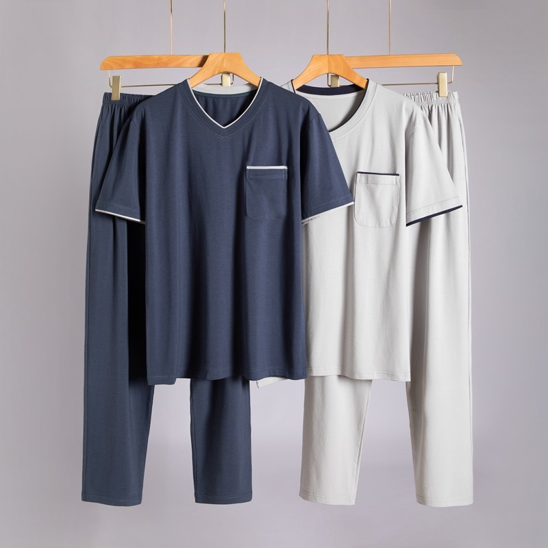 夏季男士莫代尔冰丝短袖套头睡衣 丝萝春秋睡衣/家居服套装