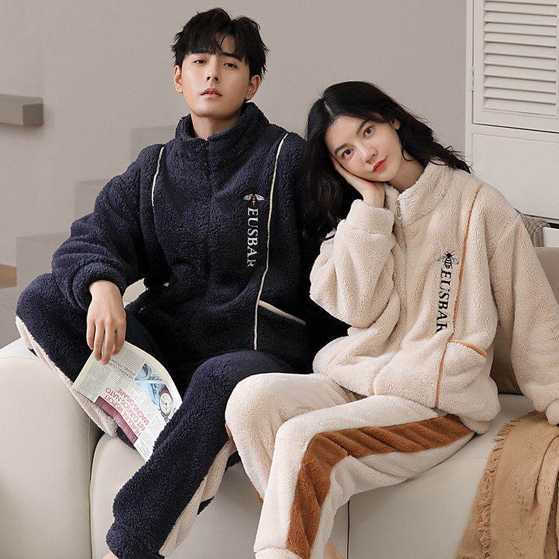 丝萝春秋情侣款北极绒套装秋冬睡衣 丝萝春秋睡衣/家居服套装