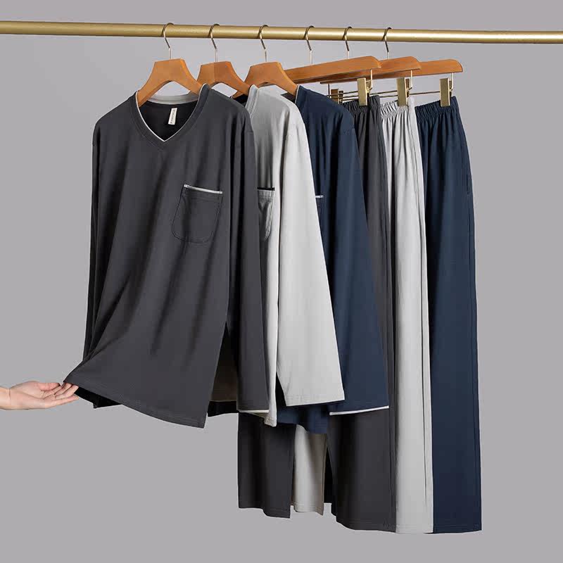 冬季男士莫代尔长袖套头四季款睡衣 丝萝春秋睡衣/家居服套装