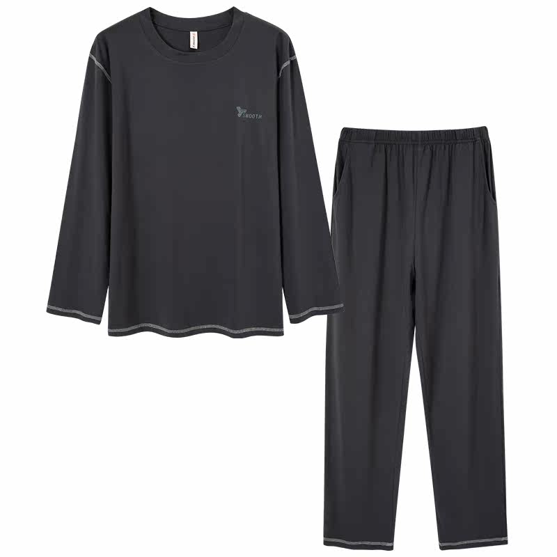 冬季男士莫代尔圆领居家男套装睡衣 丝萝春秋睡衣/家居服套装