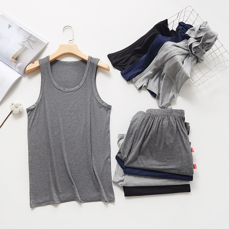 莫代尔夏薄款背心短裤两件套睡衣 丝萝春秋睡衣/家居服套装