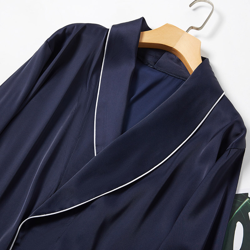 夏季男士仿真丝绸长袍一体式浴袍 丝萝春秋睡袍/浴袍