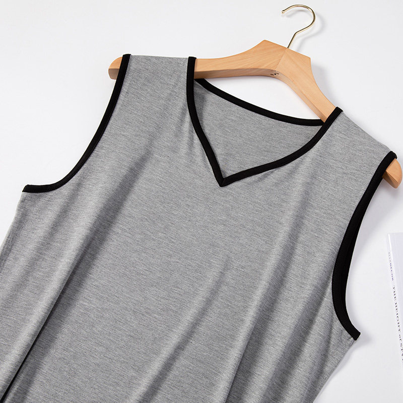 夏季男士莫代尔无袖长袍夏冰丝睡袍 丝萝春秋睡袍/浴袍