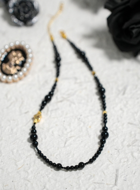 个性小众天然锁骨链黑玛瑙