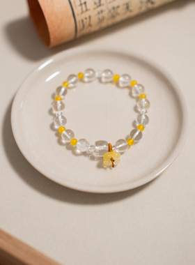 时光邮差原创「雪柏晴川」天然白水晶蜜蜡新中式手串串珠手链礼物