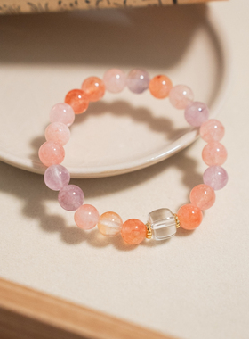 《暮光琉璃》天然碧玺白水晶手串