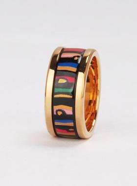 质感七彩条珐琅彩戒指