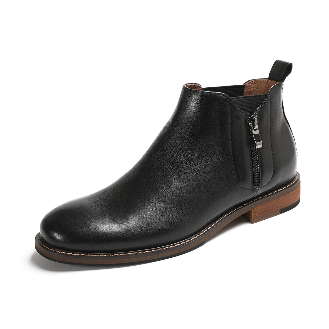2026春新品复古中筒切尔西男式头层牛皮手工侧拉链实木跟英伦短靴,淘宝优惠券,粉丝福利购,淘宝优惠卷