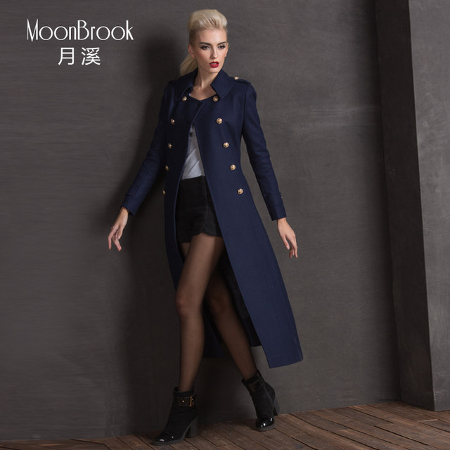 月溪正品2025新款毛呢女外套中长款厚空姐制服保暖大衣工作服工装