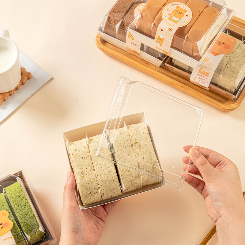 蛋糕卷包装盒贴纸网红瑞士卷毛巾卷切块分装烘焙甜点牛皮打包盒子 - 图2