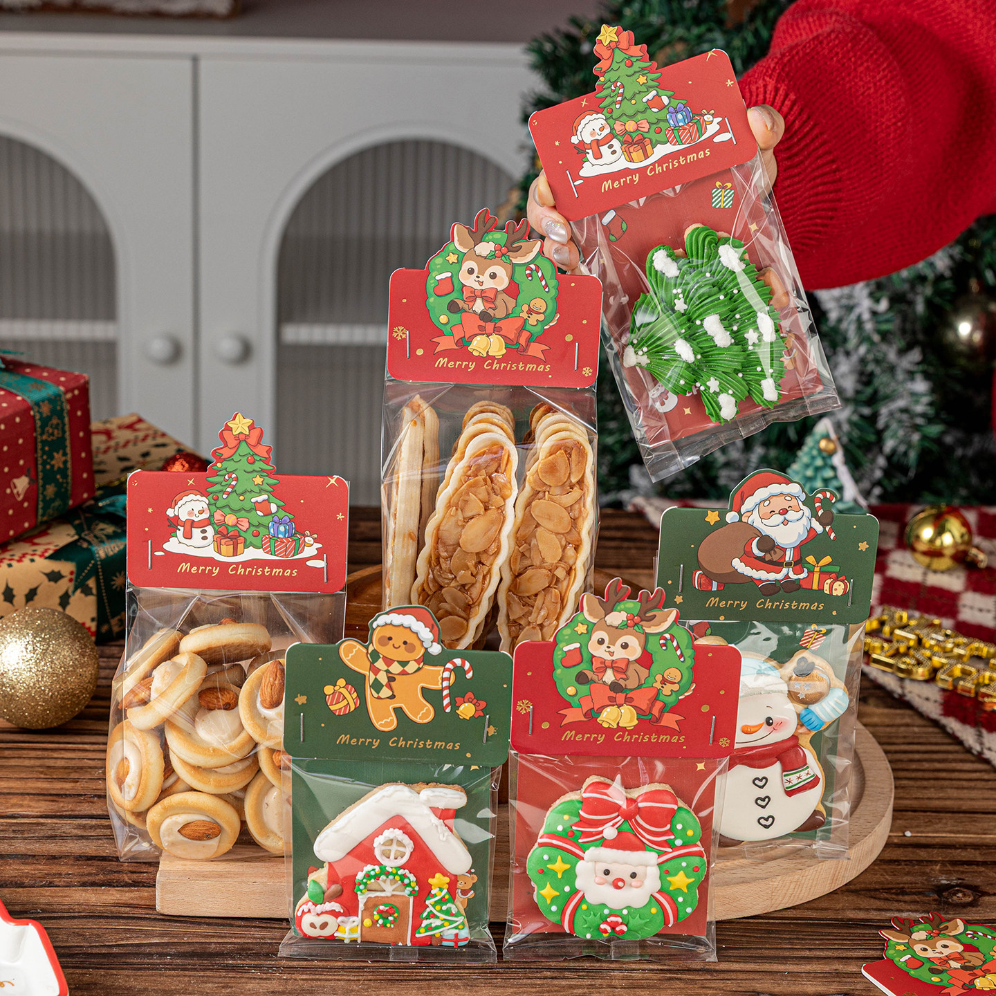 圣诞饼干包装袋卡头糖霜曲奇雪花酥独立透明手工礼品自封打包袋子,淘宝优惠券,粉丝福利购,淘宝优惠卷
