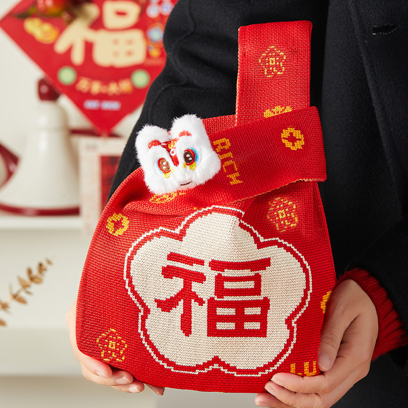 龙年新年伴手礼针织袋春节礼物送女友闺蜜盒子礼品零食过年礼品袋