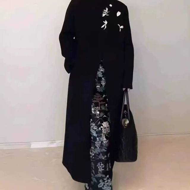 国风立领新中式刺绣双面羊毛大衣女2025秋冬新款长款显瘦毛呢外套