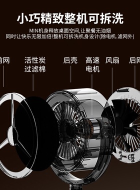 Range hood桌面Mini抽油烟机 小巧不占地低音降噪可水洗吸油烟机