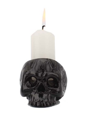 火焰黑色小骷髅烛台欧美
