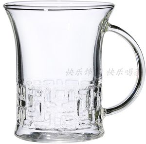 【快乐饰家】台湾宜龙玻璃茶具 防烫耐热如意纹 玻璃杯 马克杯