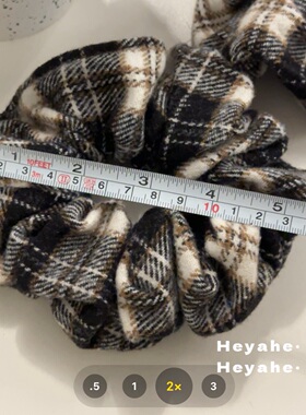 heyahe法式格子柔软布大肠圈复古