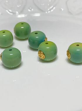 菱镁矿松石菜籽黄老型珠镶嵌款配珠散珠隔珠diy