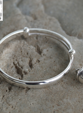 苗乡风铃铛光面半圆定做足银手镯