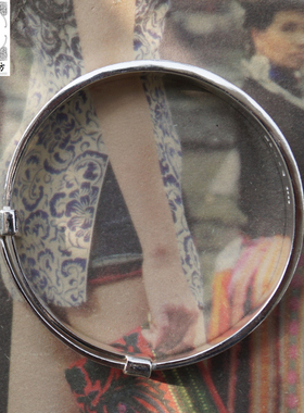 苗乡风铃铛方形锤纹定做足银手镯