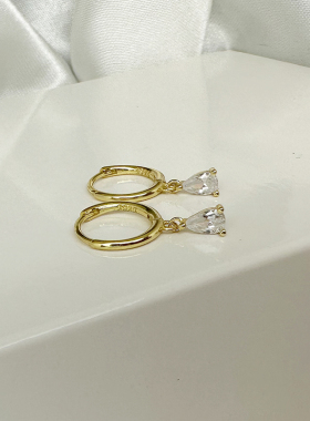 通体925纯银女吊坠耳圈