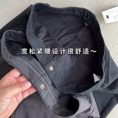 针织亚麻赛尔莱卡 9分外穿紧身弹力高腰小黑裤小脚软牛仔裤无束缚 - 图1