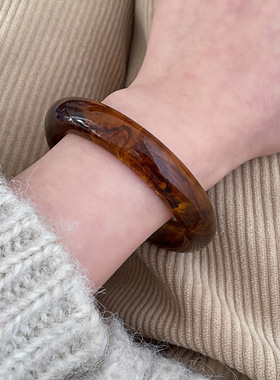 韩国东大门个性冷淡风手环女极简chic亚克力大理石纹复古手链