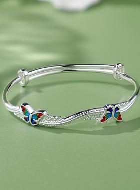 手镯久一足银中式古法新蝴蝶手镯