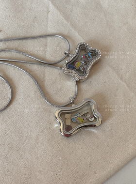 狗狗骨头DIY相盒小众项链