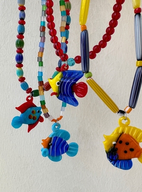 鱼元素夏日海岛琉璃项链