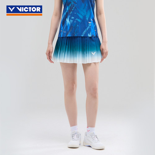 旗舰新品victor胜利羽毛球服黄雅琼同款大赛款百褶短裤裙女款安全 - 图1