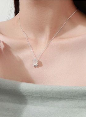 S999纯银爱心小熊项链